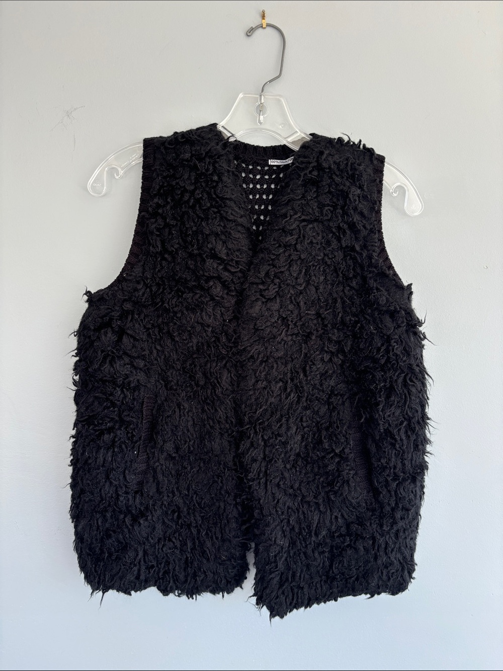 Black Fuzzy Faux Fur Vest